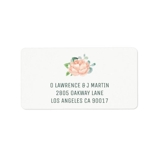 Peach Peony Address Labels Adressaufkleber (Vorne)