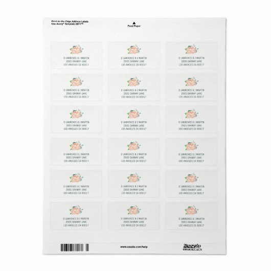 Peach Peony Address Labels Adressaufkleber (Vorne)