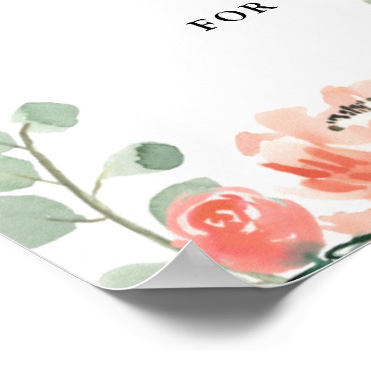 Peach Peony and Hydrangea Brautparty Willkommen Poster (Ecke)