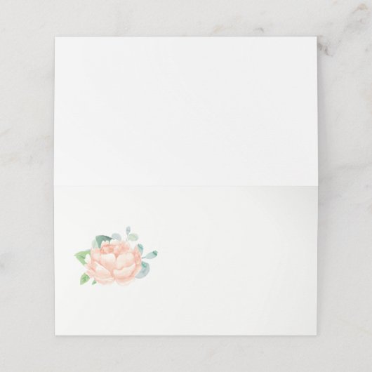 Peach Peony Blume Blank Platzkarten (Außenseite Aufgefaltet)