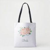 Peach Peony Blume Bridal Tasche (Vorderseite)