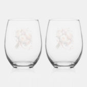 Peach Peony Bouquet Weinglas Ohne Stiel (Rückseite)