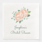 Peach Peony Brautparty Serviette (Vorderseite)