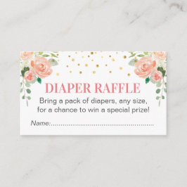 Peach Peony Diaper Raffle Ticket Girl Babydusche Begleitkarte