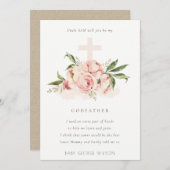 Peach Peony Floral Cross Pate Vorschlag Einladung (Vorne/Hinten)