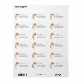 Peach Peony Floral UAWG Address Label Adressaufkleber (Vorne)