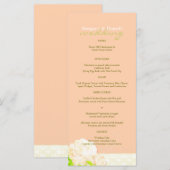Peach Peony Long vertikale Hochzeit Menükarte (Vorne/Hinten)
