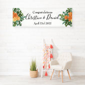 Peach Peony & Rose Floral Wedding Banner (Insitu)