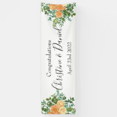Peach Peony & Rose Floral Wedding Banner (Vertikal)