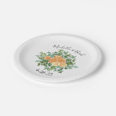 Peach Peony & Rose Floral Wedding Pappteller (Schrägansicht)