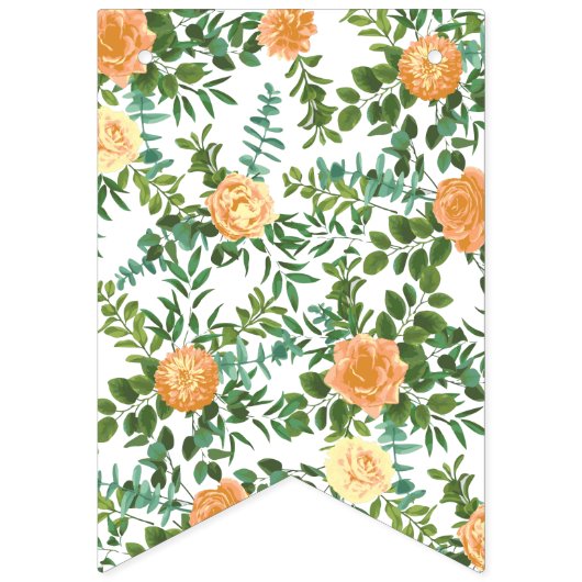 Peach Peony & Rose Floral Wedding Wimpelkette (Zweite Fahne)