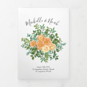 Peach Peony & Rose Floral WedPrograms Dreifach-gefaltete Programmkarte (Cover)