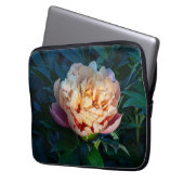 Peach Peony, Soft Pastell Blume Foto Laptopschutzhülle (Vorderseite Links)