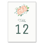 Peach Peony Tischnummer Cards (Rückseite)