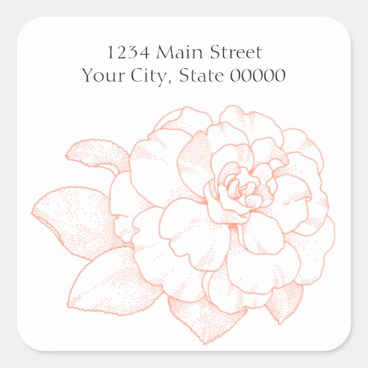 Peach Peony Umschlag Aufkleber Rücksendeadresse (Vorderseite)