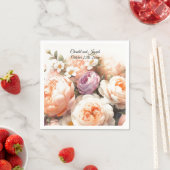 Peach Peony und Rose Hochzeitspapier Napkins Serviette (Beispiel)