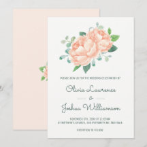 Peach Peony Watercolor Einladungen für Hochzeiten