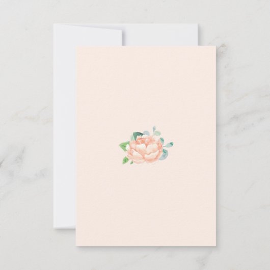 Peach Peony Watercolor Hochzeitskarten RSVP Karte (Rückseite)