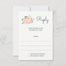 Peach Peony Watercolor Hochzeitskarten
