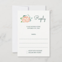 Peach Peony Watercolor Hochzeitskarten RSVP Karte