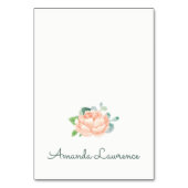 Peach Peony Watercolor Personalisierte Platzkarten Tischnummer (Vorderseite)