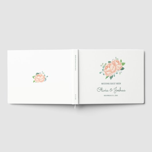 Peach Peony Wedding Gästebuch (Voll)
