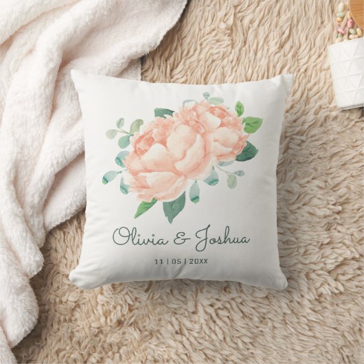 Peach Peony Wedding Kissen (Decke)