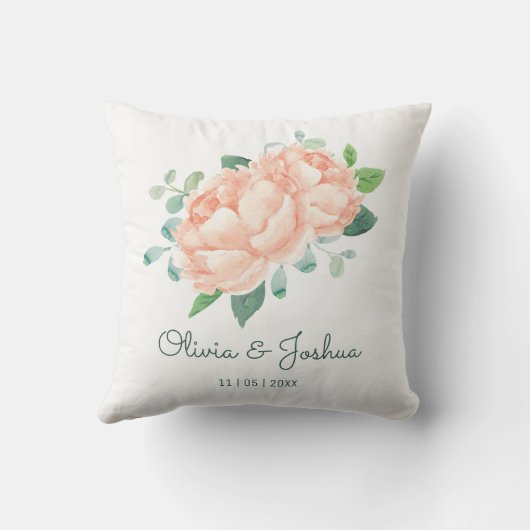 Peach Peony Wedding Kissen (Rückseite)