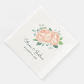 Peach Peony Wedding Serviette (Ecke)