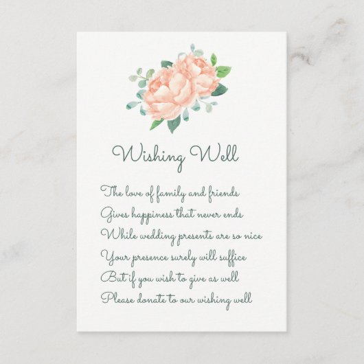Peach Peony Wedishing Well Cards Begleitkarte (Vorderseite)