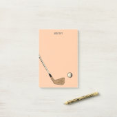 Peach Personalisiert Modern Vintag Golf Post-it Klebezettel (Auf Schreibtisch)