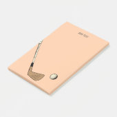 Peach Personalisiert Modern Vintag Golf Post-it Klebezettel (angewinkelt)