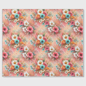 Peach Petal Bloom Geschenkpapier (Flach)