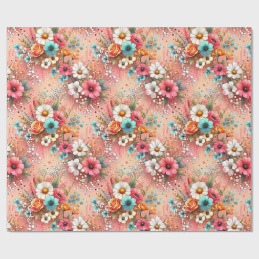 Peach Petal Bloom Geschenkpapier (Flach)