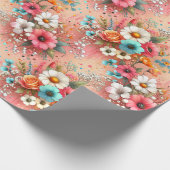 Peach Petal Bloom Geschenkpapier (Ecke)