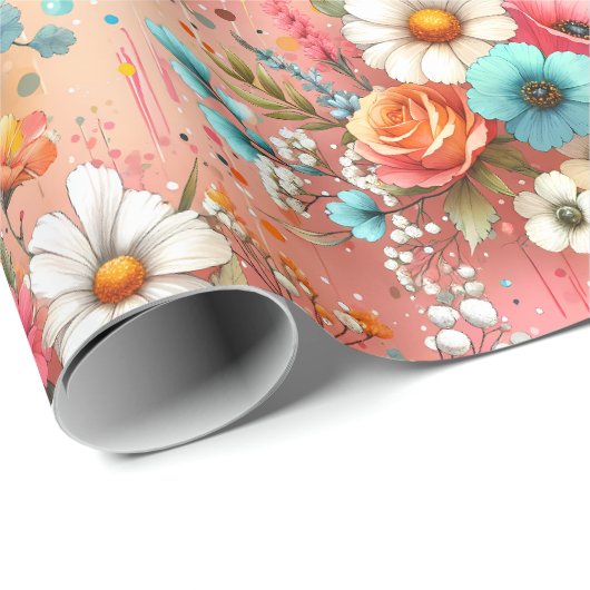 Peach Petal Bloom Geschenkpapier (Rolleneckpunkt)