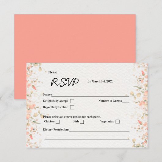 Peach Petal RSVP Card (Vorne/Hinten)