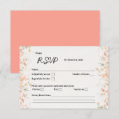 Peach Petal RSVP Card Karte (Vorne/Hinten)