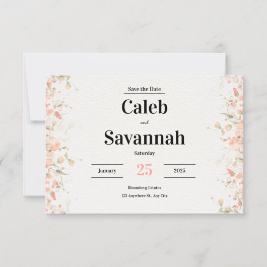 Peach Petal Speichern der Datumskarten Save The Date (Vorderseite)