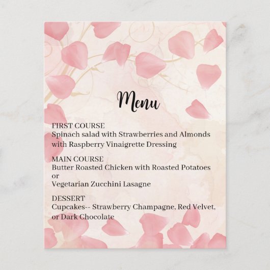 Peach Petals & Cream Wedding Menu (Vorderseite)