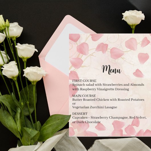Peach Petals & Cream Wedding Menu