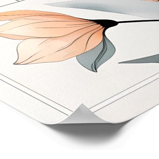 Peach Petals & Lines Wall art Poster (Ecke)