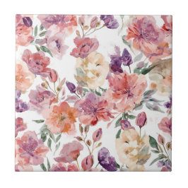 Peach Petals Watercolor Flowers Botanical Blooms Fliese