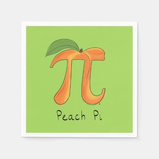 Peach Pi Niedlich Mathematik Pi Day Party Napkins Serviette (Vorderseite)