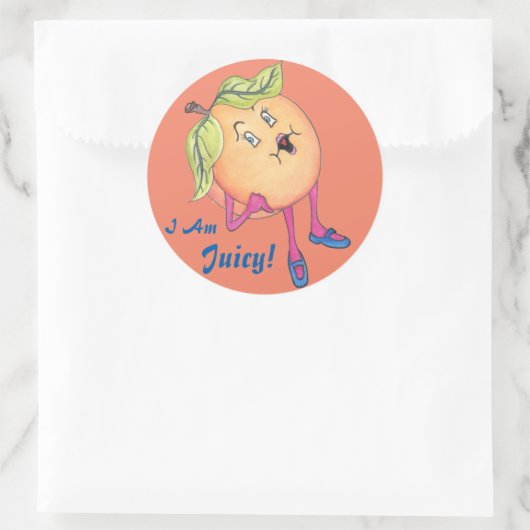 'Peach Pia' Glossy Round Aufkleber (Tasche)