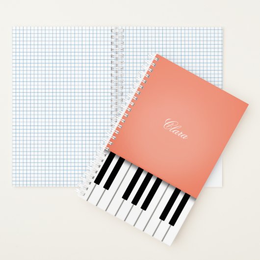 Peach Piano Music Keyboard Personalisiert Notizblock (Innen)