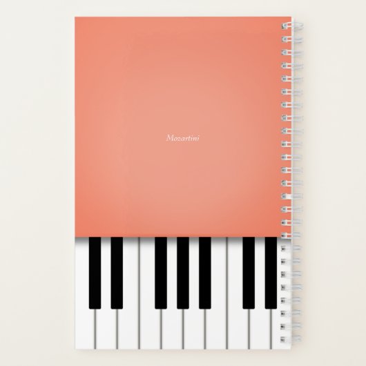 Peach Piano Music Keyboard Personalisiert Notizblock (Rückseite)