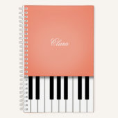 Peach Piano Music Keyboard Personalisiert Notizblock (Vorderseite)