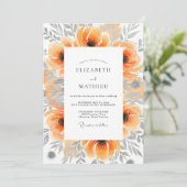 Peach Picturesque Botanical Wedding Einladung (Stehend Vorderseite)