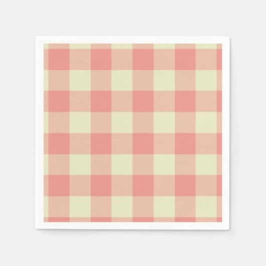 Peach Pink and Cream Gingham Pattern Serviette (Vorderseite)